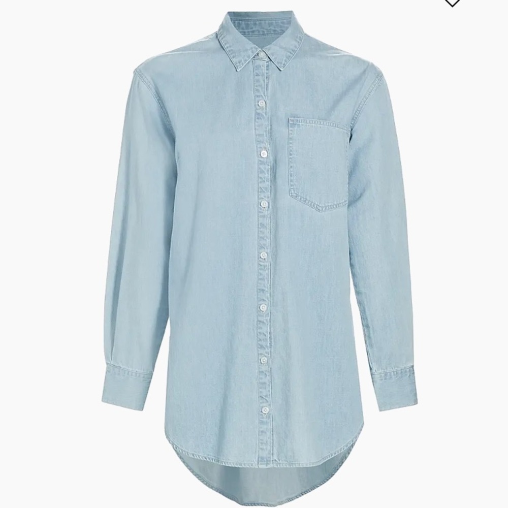 Veronica Beard Maya Chambray Button-Front Shirt, Medium